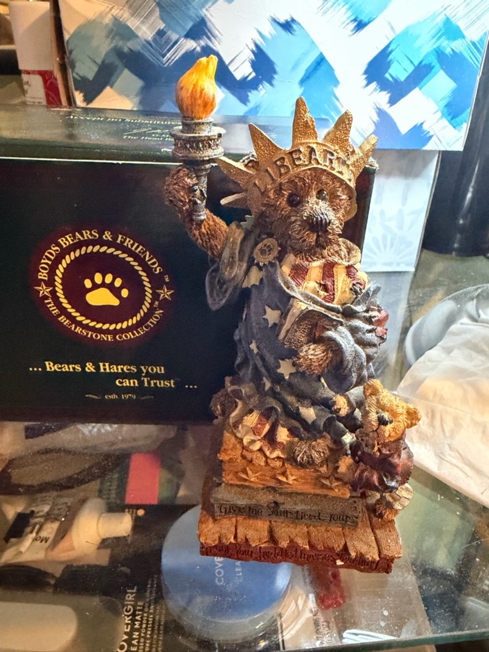 Boyds Bears Patriotic Brown and Blue Liberty Bear Figurine